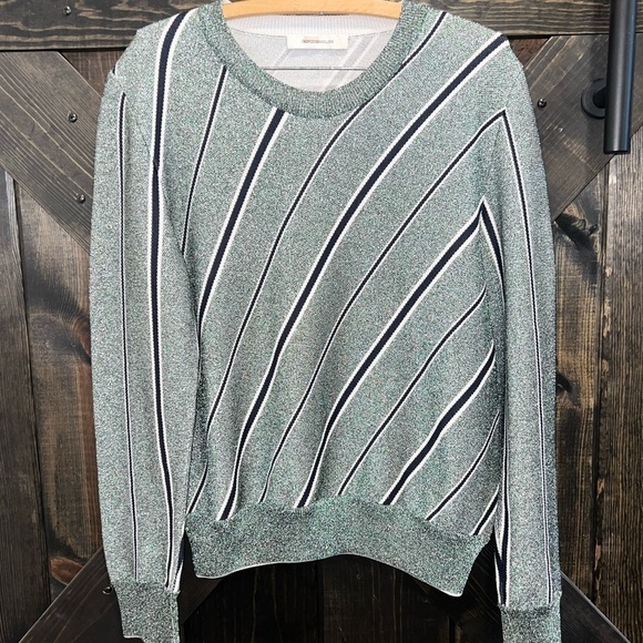 Cedric Charlier Striped Sweater 12 Lurex Glitter Sparkly Thick Top Crewneck - Picture 3 of 15